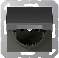 Розетка с заземлением без рамки Jung EcoProfi 1-м. крышка антрацит картинка